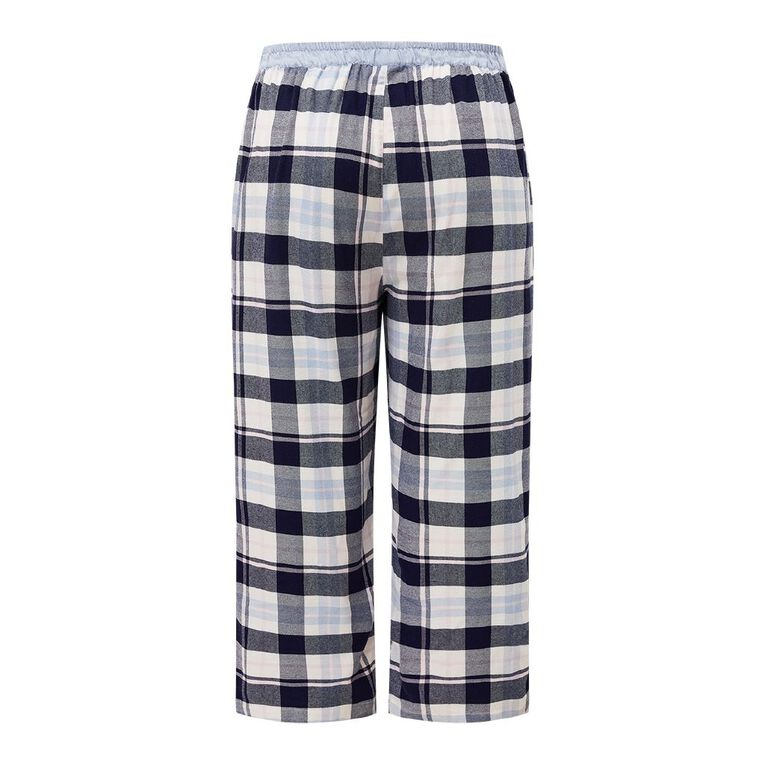 H&H Women's Plus Size Flannelette Pants, Blue Dark, hi-res