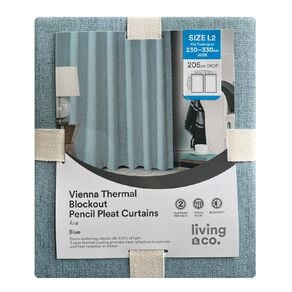 Living & Co Vienna Curtains Blue 230-330cm Wide/205cm Drop