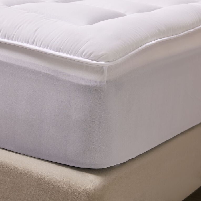 Living & Co Plush Microfibre Mattress Topper 800gsm White King, , hi-res