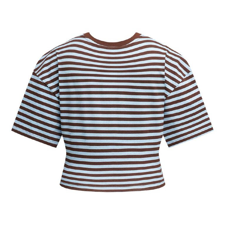 BRDRLESS Sloane Crop Short Sleeve Tee, White/Black, hi-res