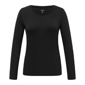 H&H Essentials Women's Stretch Long Sleeve Scoop Neck Tee