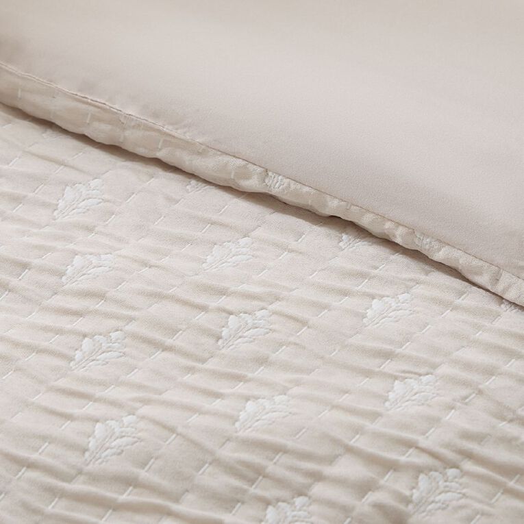 Living & Co 3 Piece Comforter Set Matelasse Bud Natural King, , hi-res