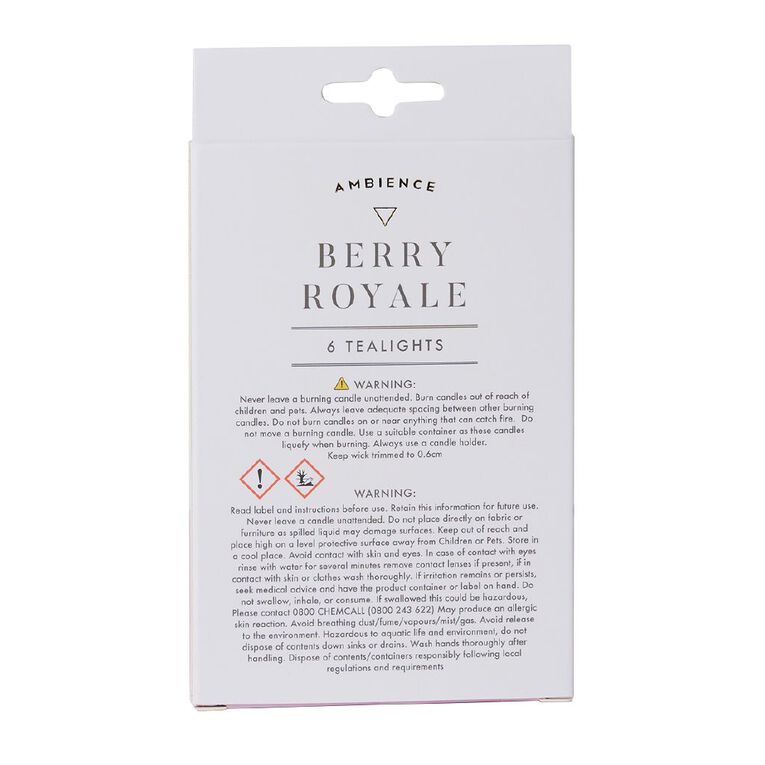 Living & Co Ambience Scented Tealight Candles Berry Royale 6 Pack, , hi-res