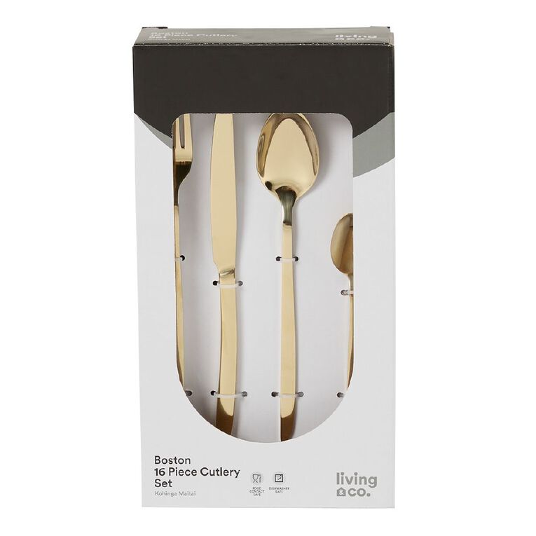 Living & Co Boston Cutlery Set Gold 16 Piece, , hi-res
