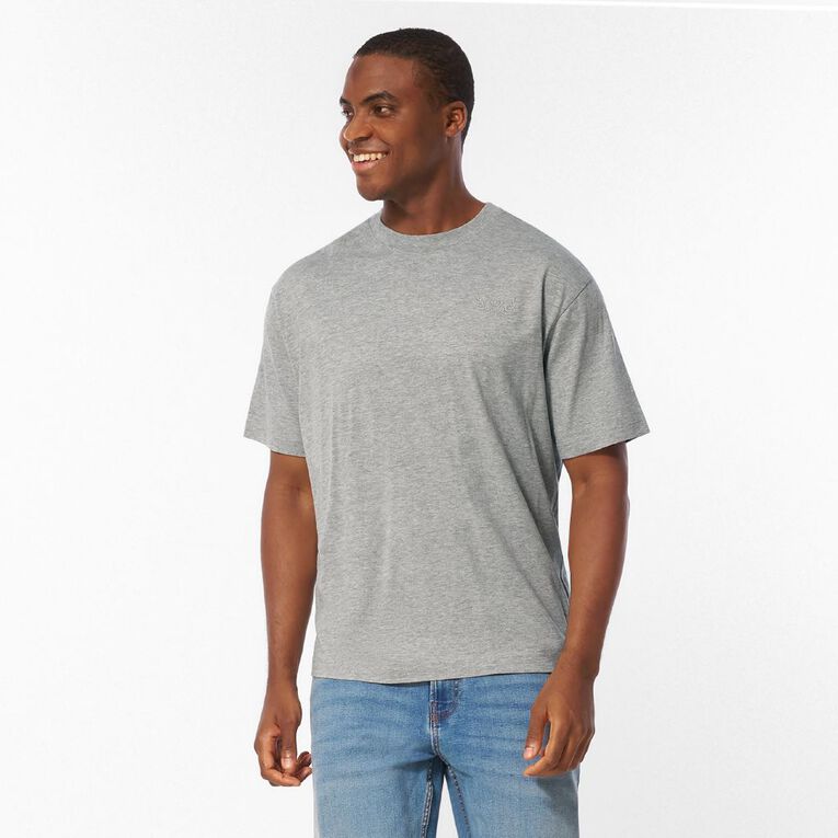 H&H Men's Midweight Embroidered Tee, Grey Marle, hi-res