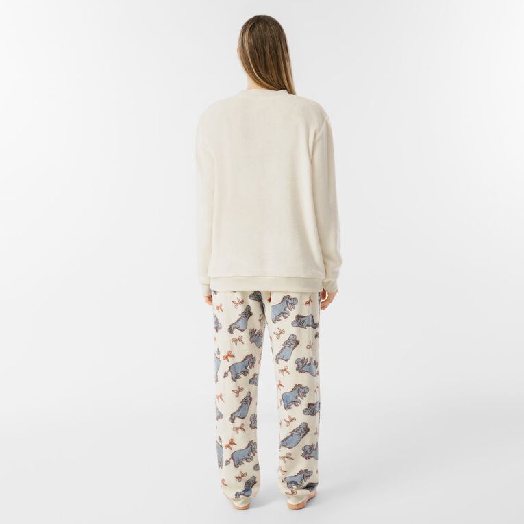 Eeyore Women's Coral Fleece Pyjama Set, White, hi-res