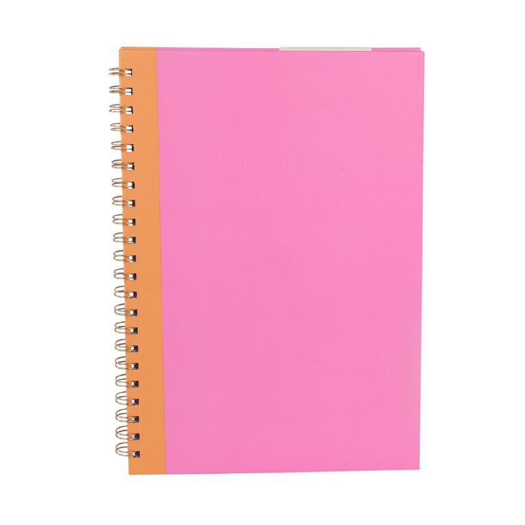 Uniti Stationery Brights Pink A4 Hard Cover Spiral Notebook, , hi-res