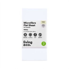 Living & Co Flat Microfibre Sheet Single/ King Single White One Size