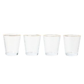 Living & Co Beaten Gold Rim Tumbler Clear 4 Pack
