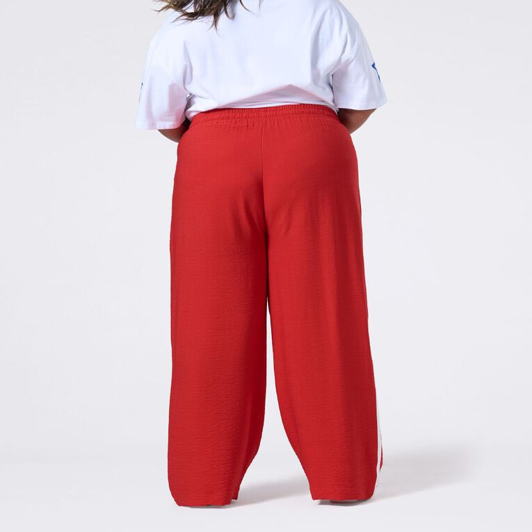 H&H Curve Women's Side Stripe Wide Leg Pants, Red, hi-res