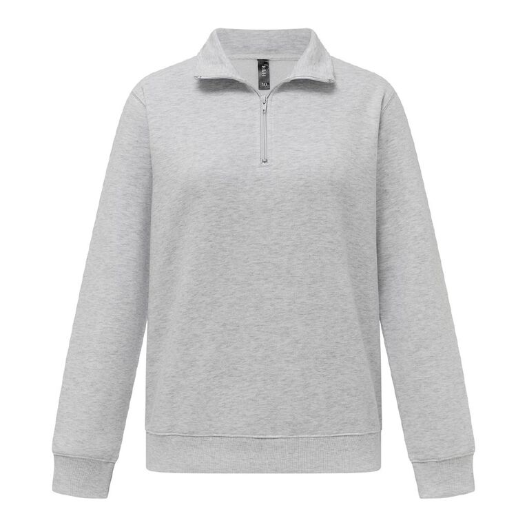 H&H Women's Long Sleeve 1/4 Zip Crew, Grey Light, hi-res