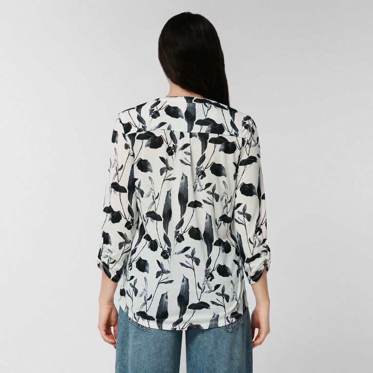 H&H Women's PB Henley, White FLORAL, hi-res