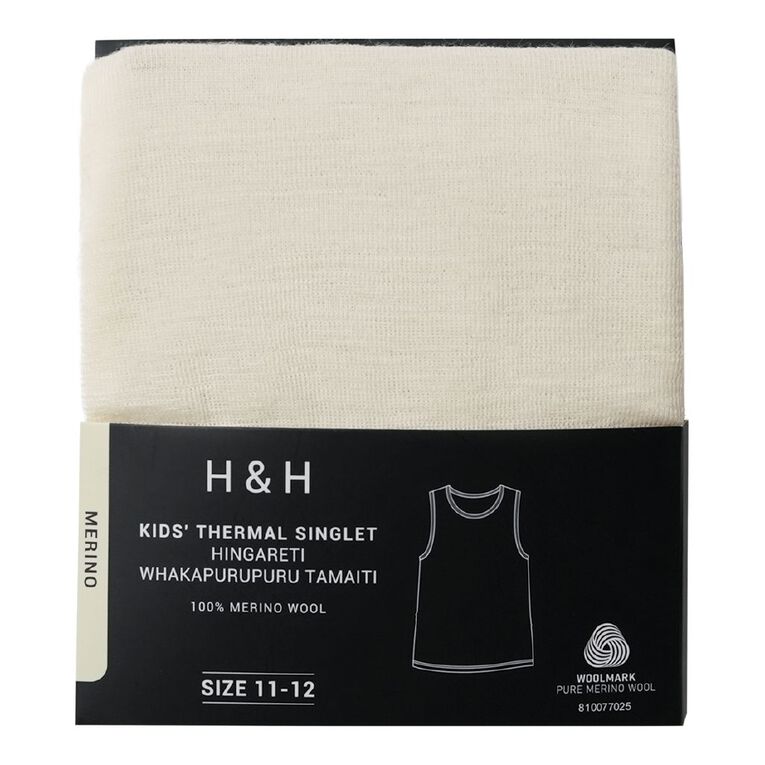 H&H Kids' Merino Thermal Singlet, Cream, hi-res