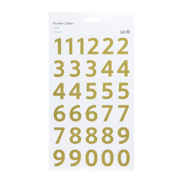 Uniti Numbers Foil Gold 1 Sheet, , hi-res