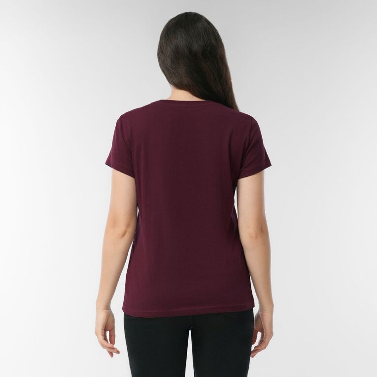 H&H Women's Short Sleeve Crew Neck Tee, Red Dark, hi-res