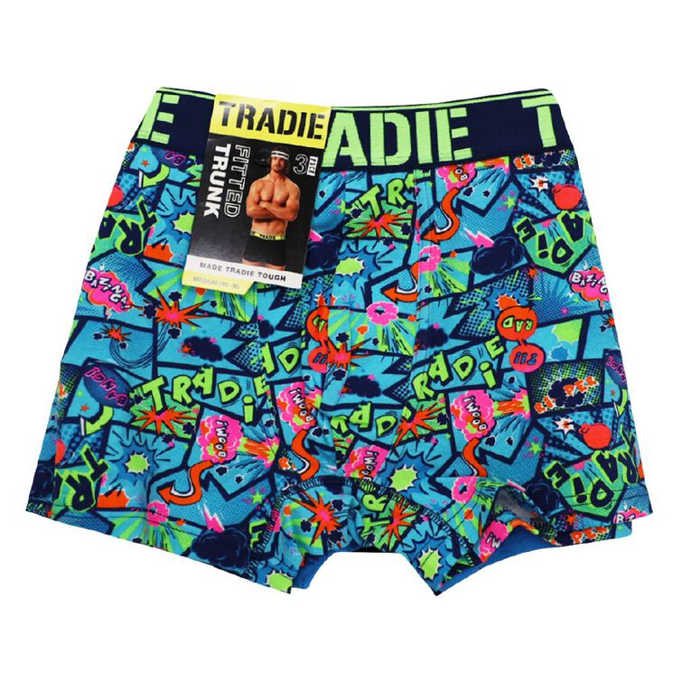 Tradie Men's Trunks 3 Pack, Blue Light, hi-res