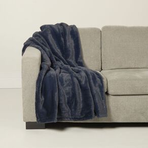 Living & Co Throw Faux Fur Bunny Navy 127cm x 152cm