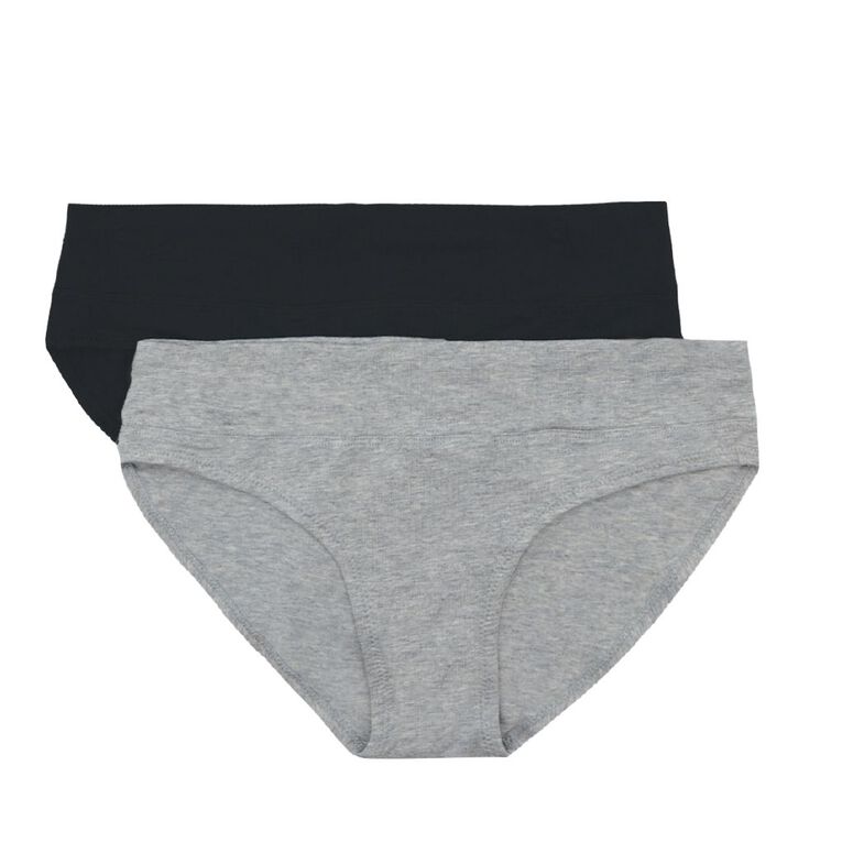 Underworks Women's Smooth Line Bikini Briefs 2 Pack, Black/Grey, hi-res
