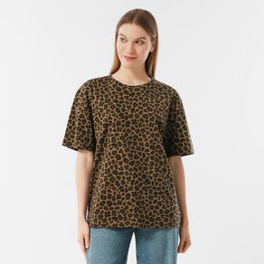 H&H Women's Short Sleeve Animal Print Tee