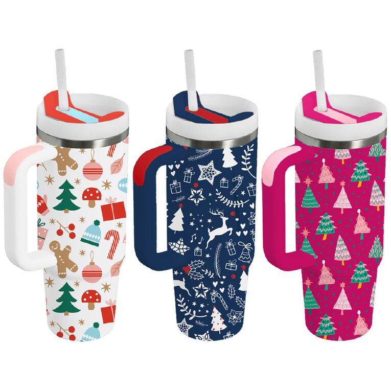 Seymours Limited Edition Christmas Cup with Straw Assorted 1.2L, , hi-res
