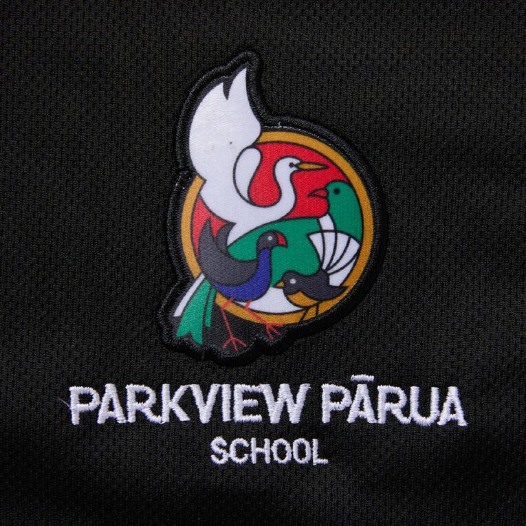 Schooltex Parkview Parua Short Sleeve Polo with Badge, Black/Red, hi-res