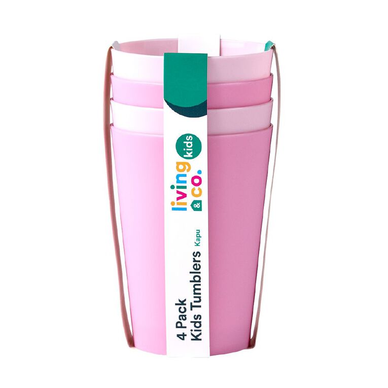 Living & Co Kids Plastic Tumblers Pink 4 Pack, , hi-res