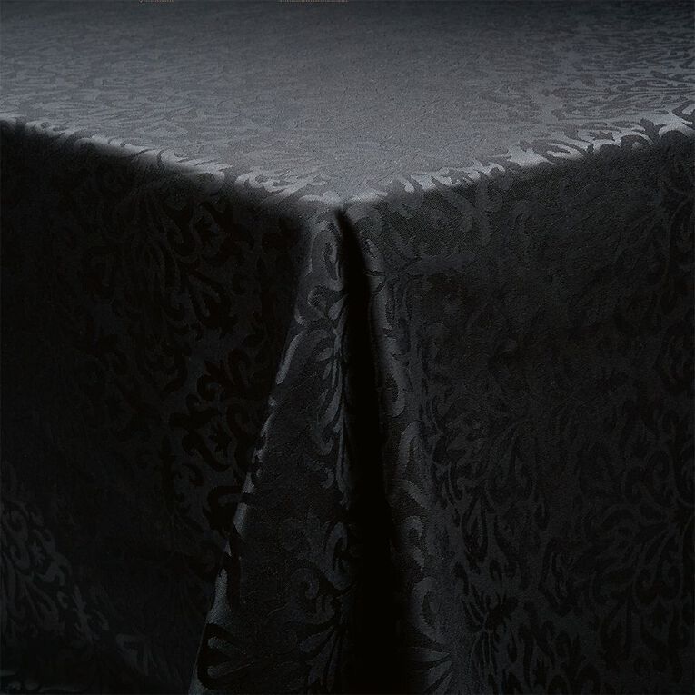 Living & Co Table Cloth Jackie Black 135cm x 230cm, , hi-res