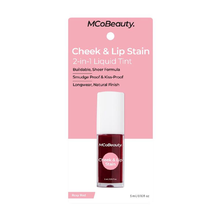 MCoBeauty Cheek & Lip Stain 2-In-1 Liquid Tint Rosy Red, , hi-res