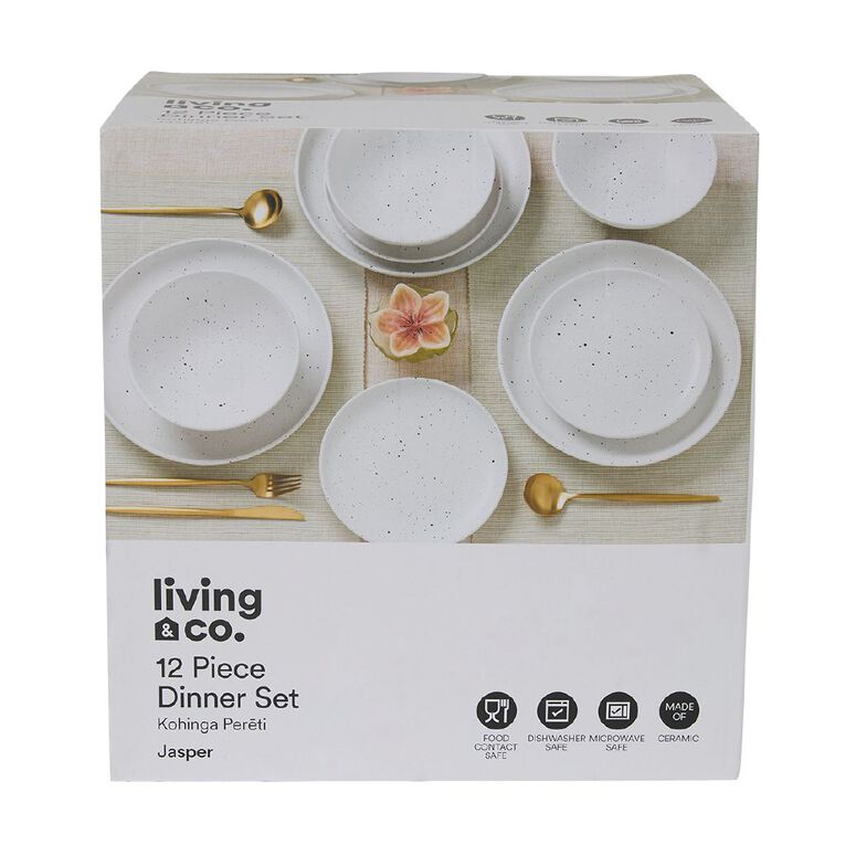 Living & Co Jasper Dinnerware Set 12 Piece White, , hi-res