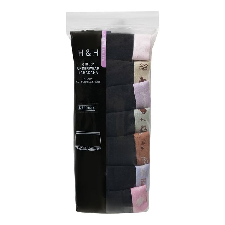 H&H Girls' Shortie 7 Pack, Black, hi-res
