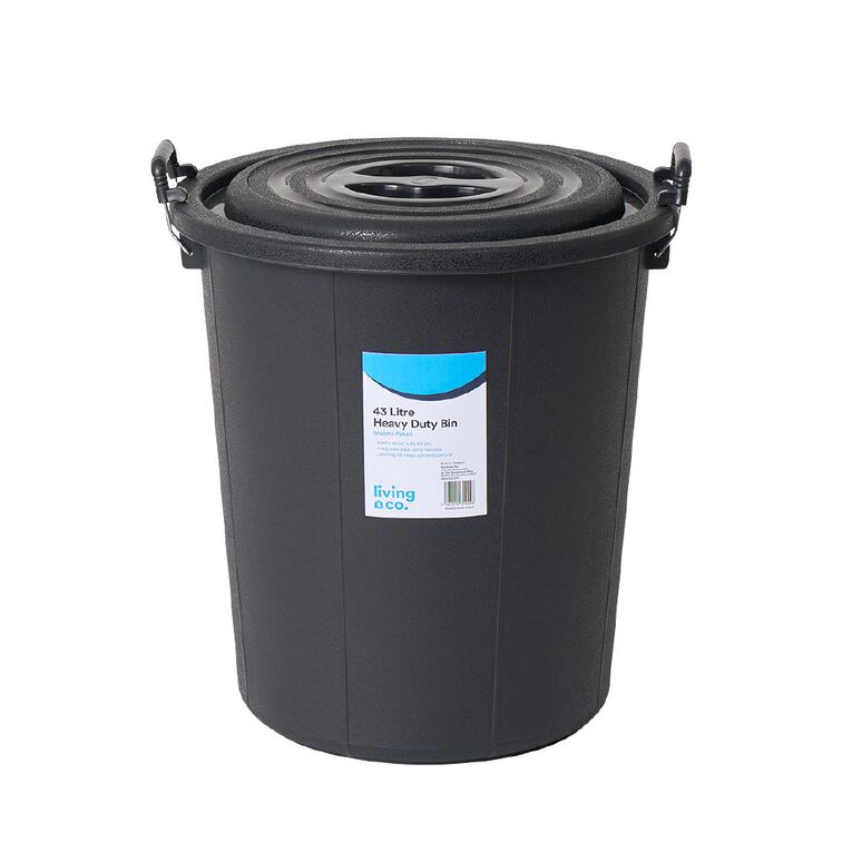 Living & Co Heavy Duty Bin 43L Black, , hi-res