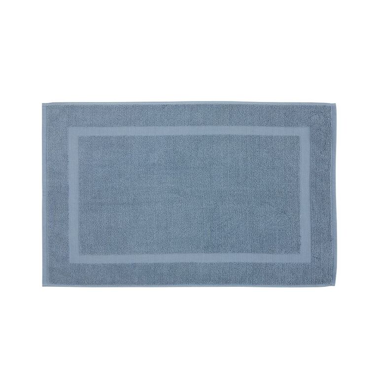 Living & Co Plush Terry Bath Mat Blue Mid 50cm x 80cm, , hi-res