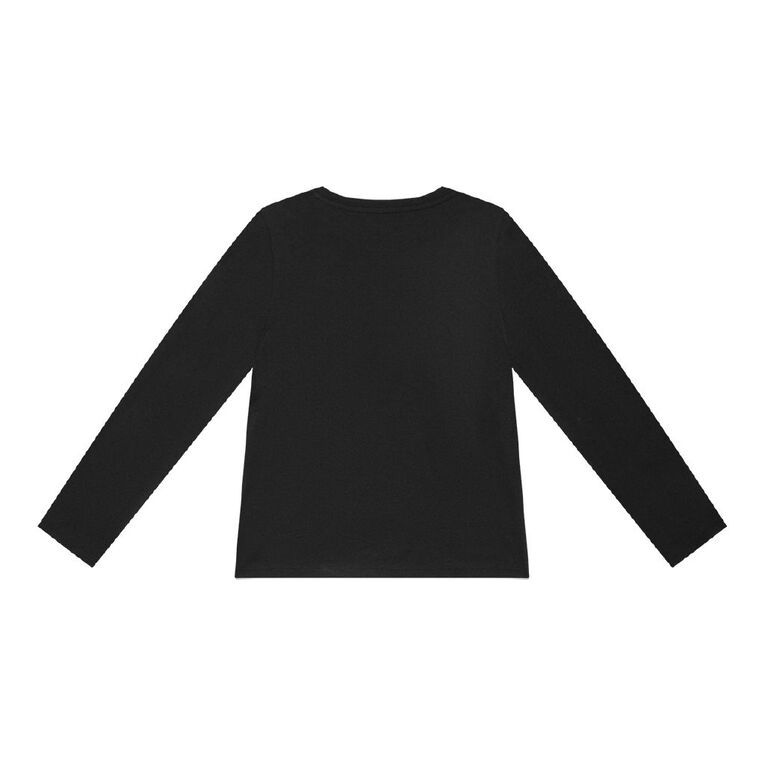 Young Original Long Sleeve Plain Tee, Black, hi-res