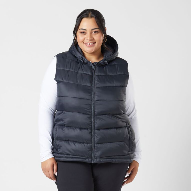 Active Intent Women's Curve Recycled Puffer Vest Black The Warehouse