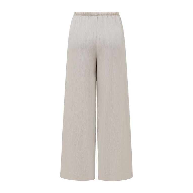 H&H Women's Linen Blend Tie Waist Pants, Brown Light, hi-res