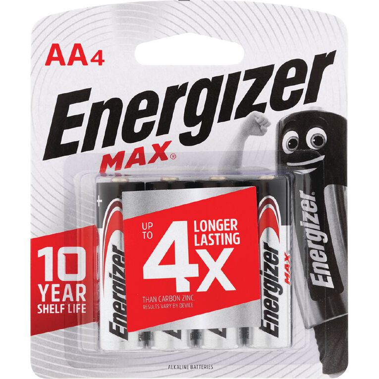 Energizer Max Alkaline Batteries AA 4 Pack, , hi-res