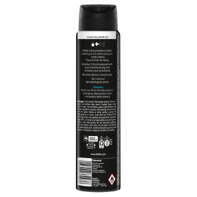 Nivea Deo Aero Men Invisible Black And White Fresh, , hi-res