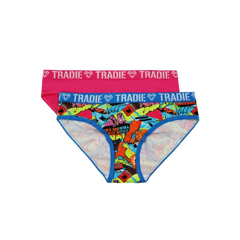 Tradie Girls' Christmas Cracker Bikini Briefs 2 Pack, Blue Light, hi-res