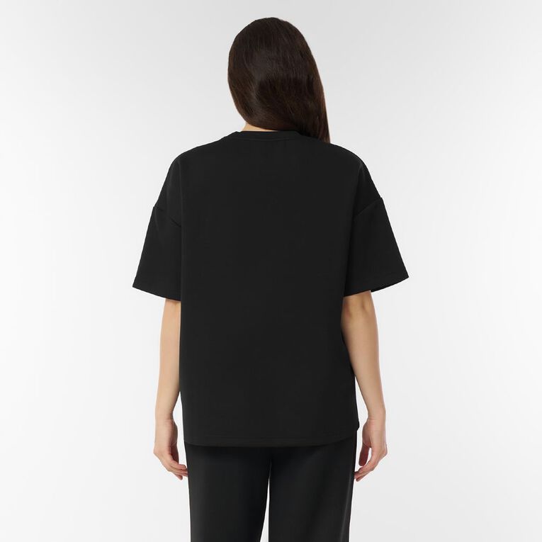 H&H Women's Short Sleeve Scuba Crew Tee, Black, hi-res