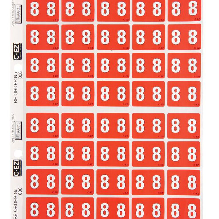 Filecorp Coloured Labels 8 Red Mid, , hi-res