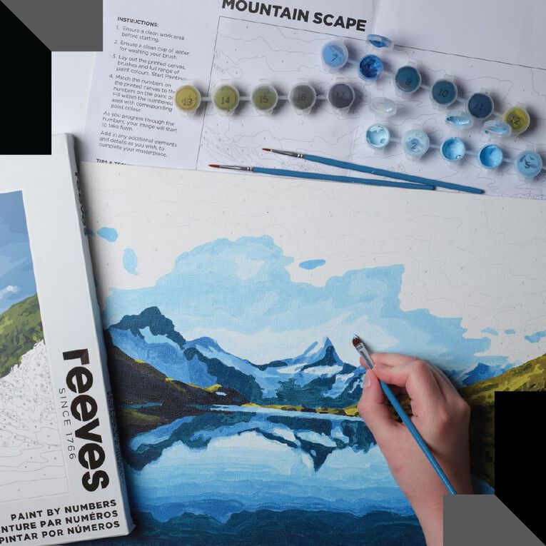 Reeves Paint By Numbers Mountain Scape 12 x 16 inch, , hi-res