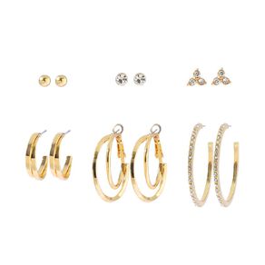 Diamante Twisted Hoop Earrings 6 Pairs