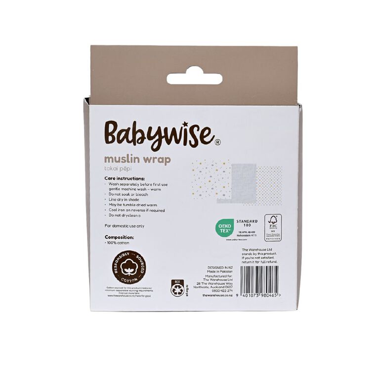 Babywise Muslin Wrap Sky 3 Pack, , hi-res