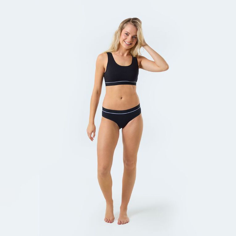 H&H Women's Basic Wide Band Crop Top, Black, hi-res