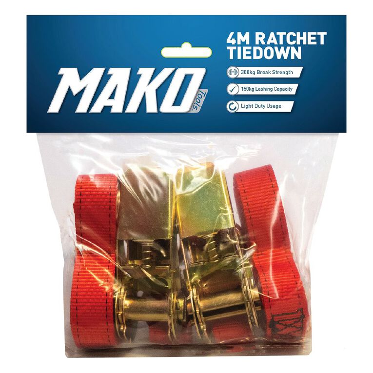 Mako Ratchet Tiedown 25mm x 4m 2 Pack, , hi-res