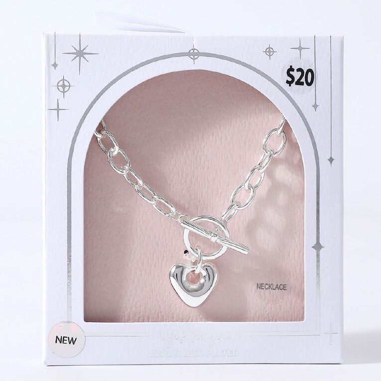 Silver Plated Heart Necklace, , hi-res