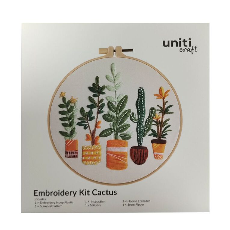 Uniti Craft Adults Embroidery Kit Cactus, , hi-res