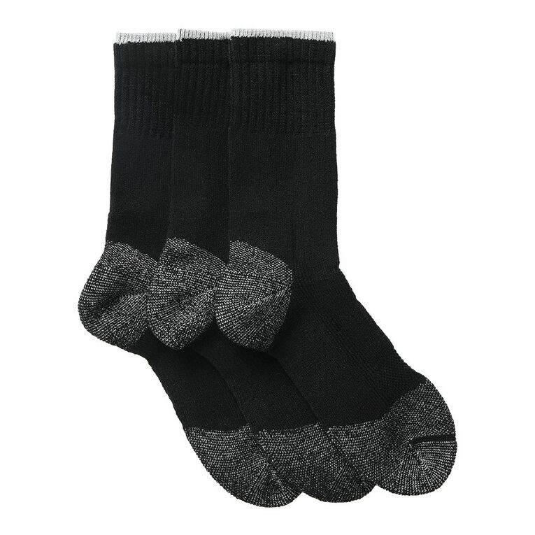 Rivet Men's Steelcap Work Socks 3 Pack, Black, hi-res