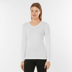 H&H Women's Essential Stretch Long Sleeve V-Neck Top