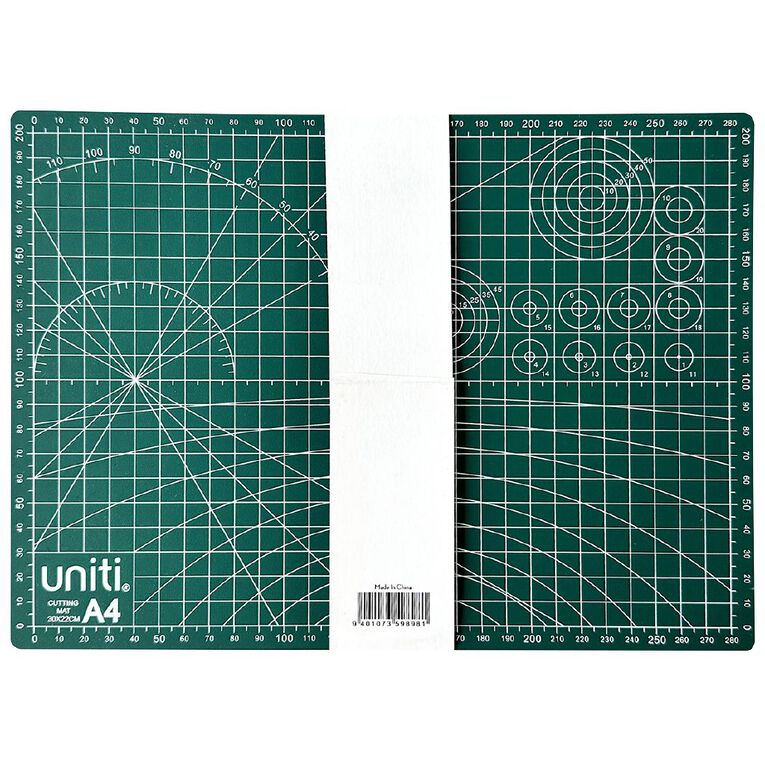 Uniti Cutting Mat 300mm x 220mm x 3mm Green A4, , hi-res